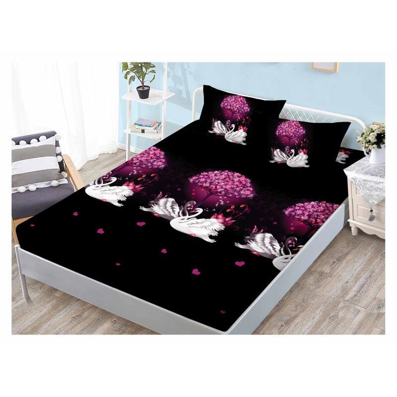 Set husa de pat din finet + 2 fete de perna pentru saltea de 160x200cm HPF105, Pucioasa