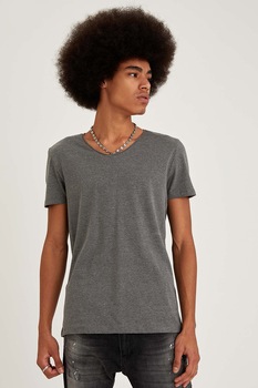 DeFacto, Tricou regular fit, Gri melange, XS DeFacto, Tricou regular fit, Gri melange, XS