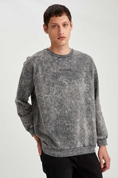 DeFacto,Bluza sport cu decolteu la baza gatului si maneci cazute, Gri melange DeFacto,Bluza sport cu decolteu la baza gatului si maneci cazute, Gri melange