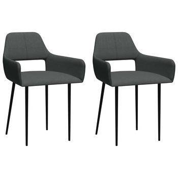 Set de 2 scaune de bucatarie, vidaXL, Tesatura/Metal, 54 x 54 x 79 cm, Gri inchis