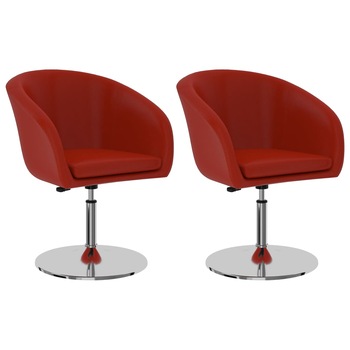 Set de 2 scaune pivotante de bucatarie, vidaXL, Piele ecologica, 61 x 58 x (67-77) cm, Rosu inchis