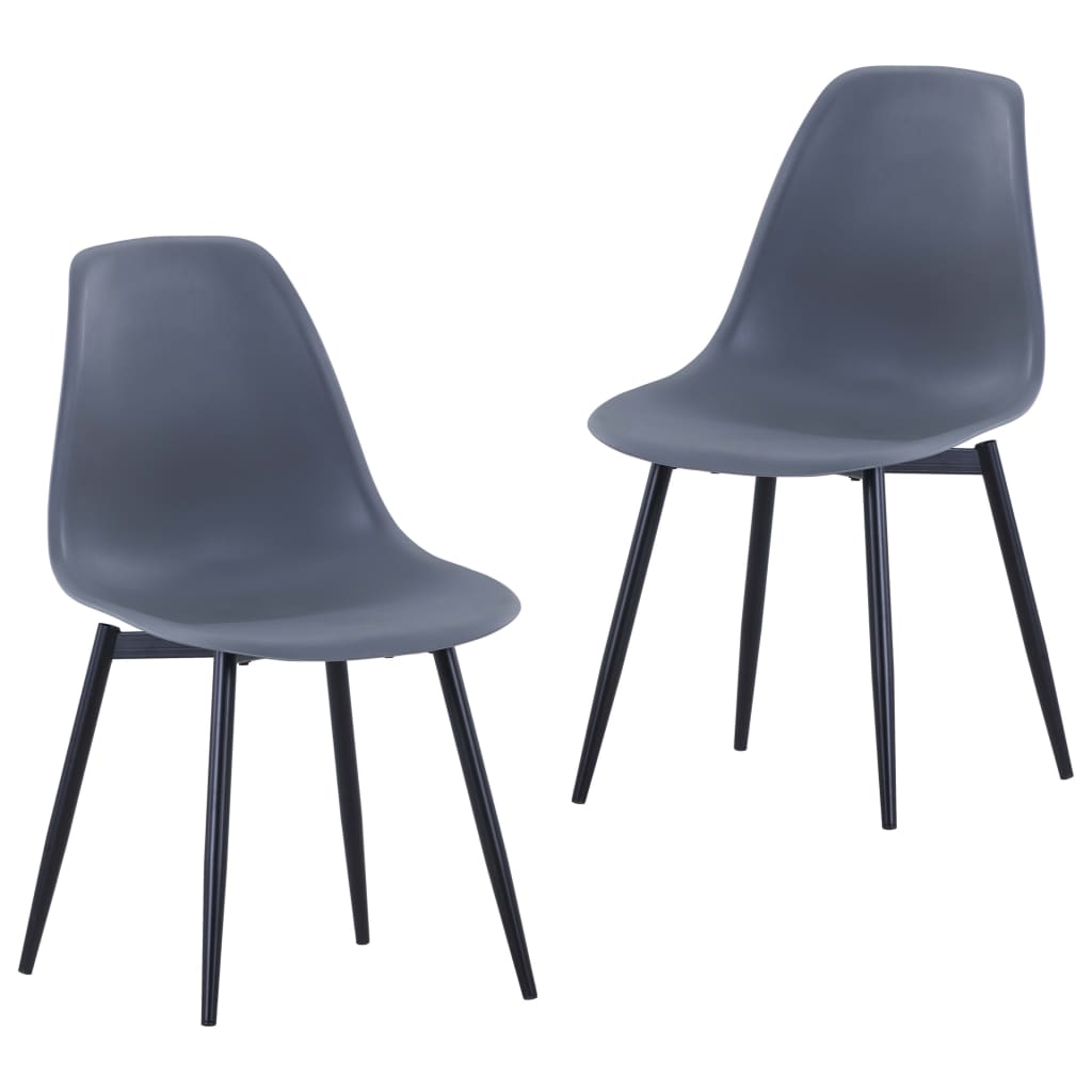 Set de 2 scaune de bucatarie, vidaXL, Polipropilena/Fier, 42 x 45 x 82 cm, Gri