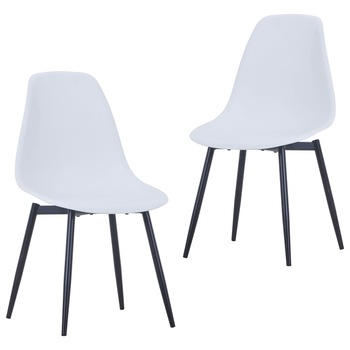Set de 2 scaune de bucatarie, vidaXL, Polipropilena/Fier, 42 x 45 x 82 cm, Alb Set de 2 scaune de bucatarie, vidaXL, Polipropilena/Fier, 42 x 45 x 82 cm, Alb
