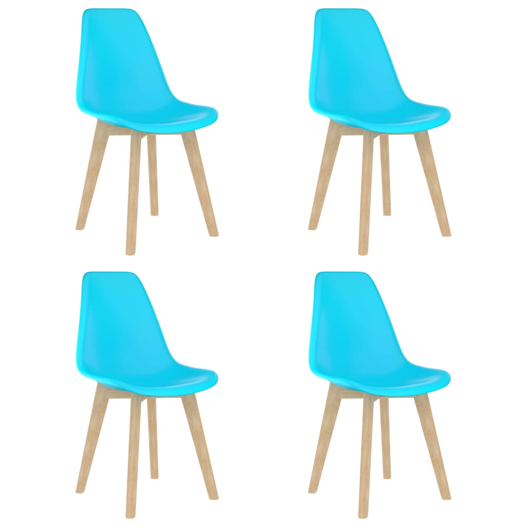 Set de 4 scaune de bucatarie, vidaXL, Polipropilena/Lemn de fag, 46 x 53,5 x 82 cm, Albastru