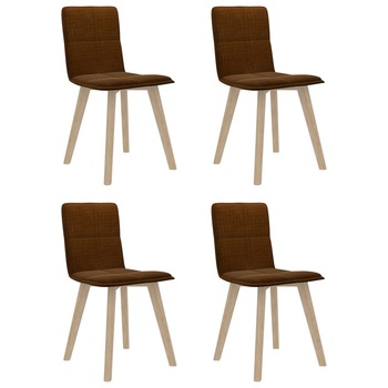 Set de 4 scaune de bucatarie, vidaXL, Tesatura/Lemn de fag, 45 x 47 x 82 cm, Maro