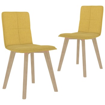 Set de 2 scaune de bucatarie, vidaXL, Tesatura/Lemn de fag, 45 x 47 x 82 cm, Galben
