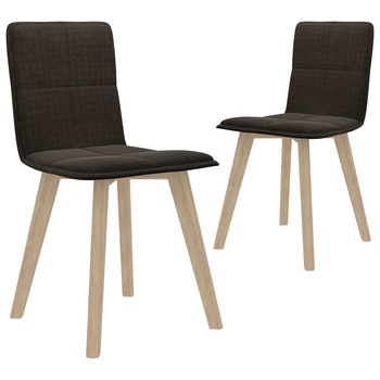 Set de 2 scaune de bucatarie, vidaXL, Tesatura/Lemn de fag, 45 x 47 x 82 cm, Maro
