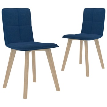 Set de 2 scaune de bucatarie, vidaXL, Tesatura/Lemn de fag, 45 x 47 x 82 cm, Albastru Set de 2 scaune de bucatarie, vidaXL, Tesatura/Lemn de fag, 45 x 47 x 82 cm, Albastru