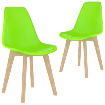Set de 2 scaune de bucatarie, vidaXL, Polipropilena/Lemn de fag, 46 x 53,5 x 82 cm, Verde Set de 2 scaune de bucatarie, vidaXL, Polipropilena/Lemn de fag, 46 x 53,5 x 82 cm, Verde