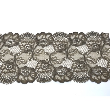 Banda dantela, maro-verzui floral, 15.50 cm, elastica Banda dantela, maro-verzui floral, 15.50 cm, elastica