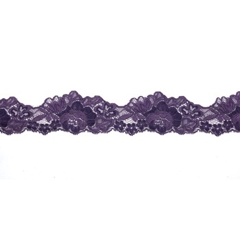 Banda dantela, mov floral, 6 cm, elastica Banda dantela, mov floral, 6 cm, elastica