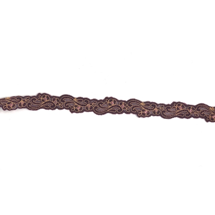 Csipkepánt, bordó virágos, 2 cm, elasztikus
