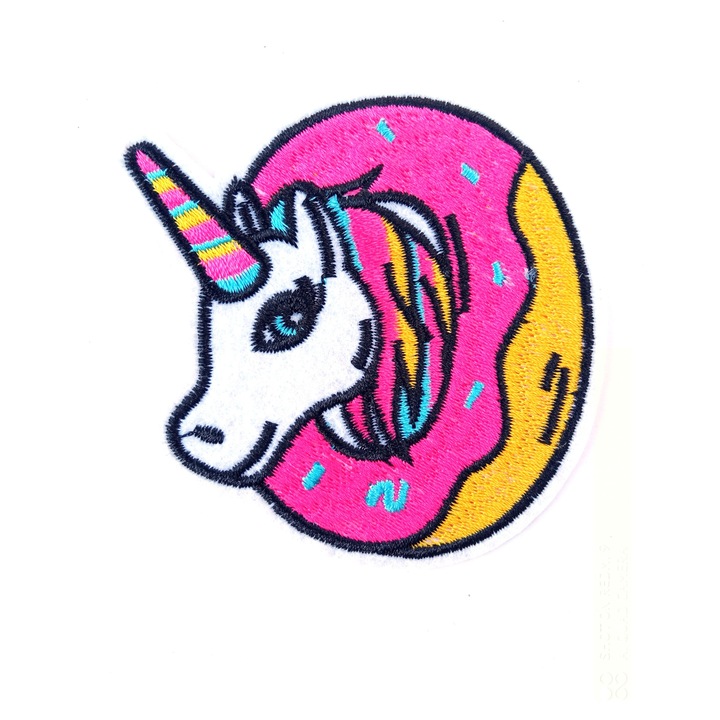Petic textil / patch brodat unicorn / Sweet sweet unicorn 8x7 cm