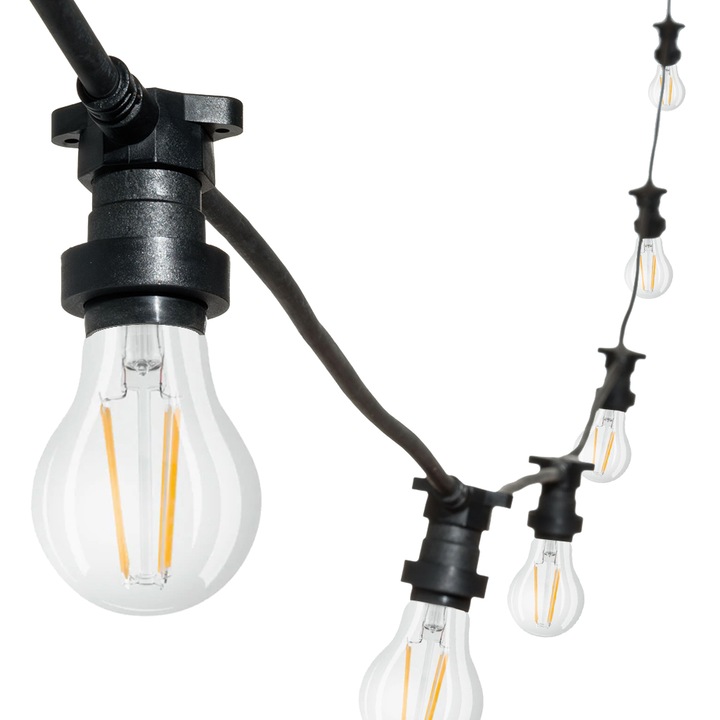 Ghirlanda luminoasa 5 m. cu 10 becuri A60 6.5W LED E27 interconectabila