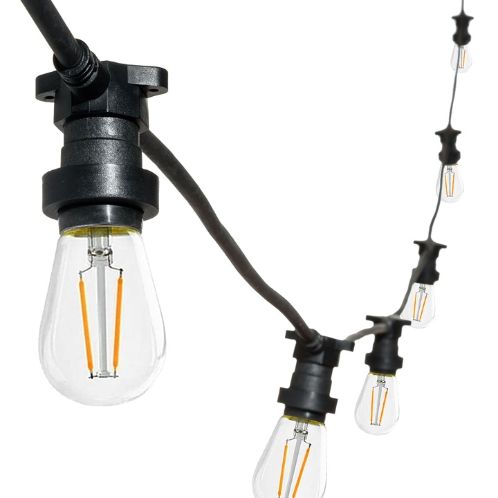 Ghirlanda luminoasa 20 m. cu 20 becuri S14 LED E27 interconectabila