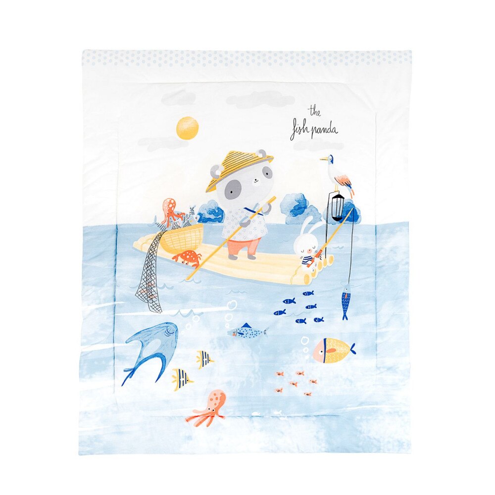 Pilota matlasata din bumbac 90x110 cm The Fish Panda