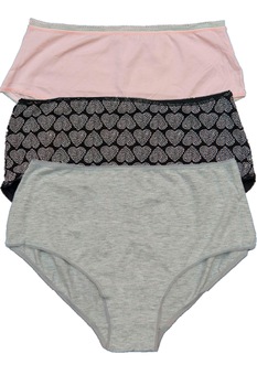 Set trei chiloti clasici cu talie inalta dama Serena, multicolor, model HCF 04, marimea M Set trei chiloti clasici cu talie inalta dama Serena, multicolor, model HCF 04, marimea M