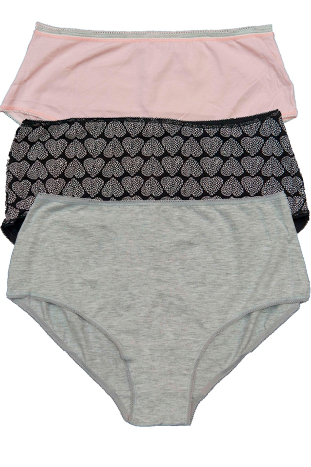 Set trei chiloti clasici cu talie inalta dama Serena, multicolor, model HCF 04, marimea 2XL