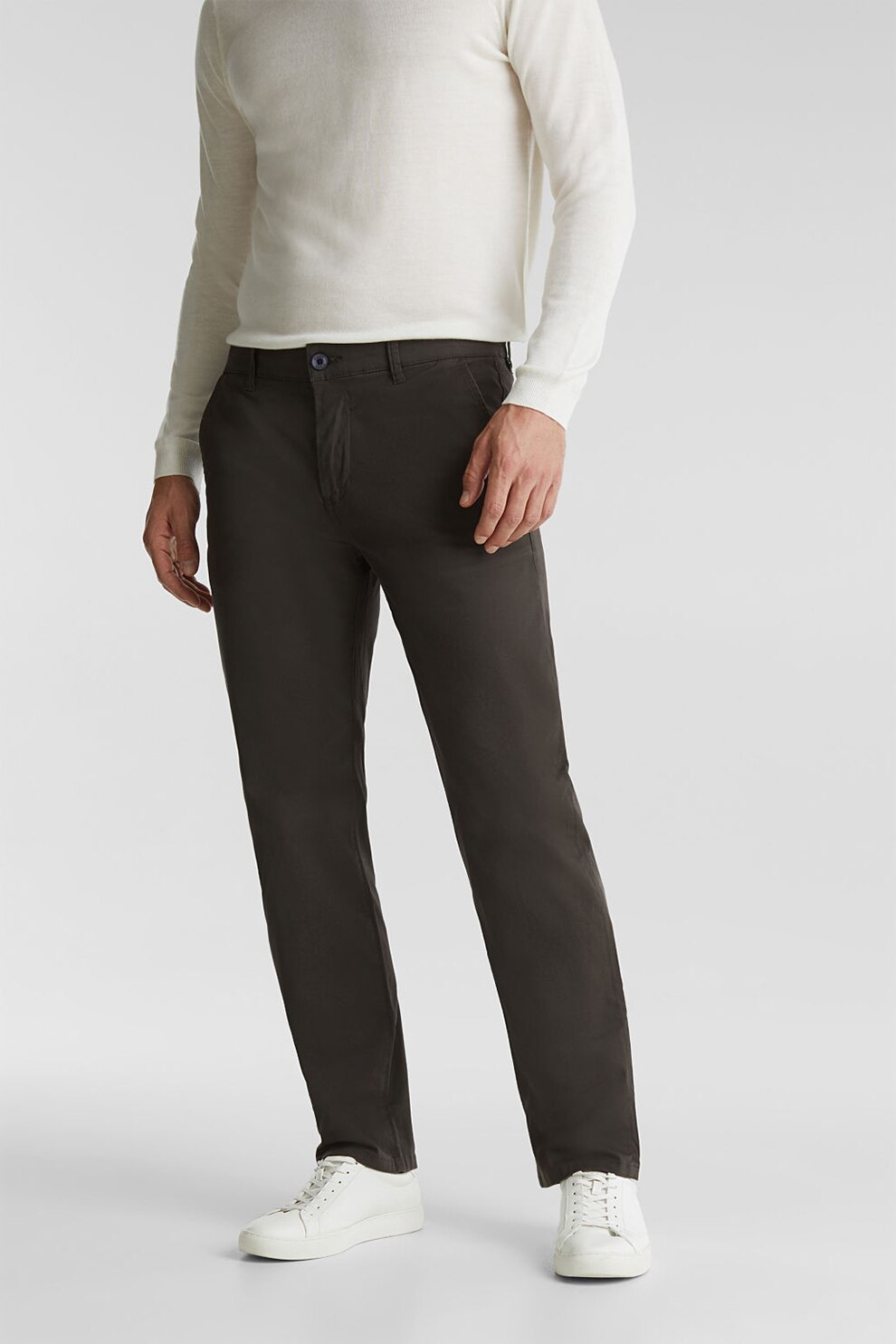 Esprit, Pantaloni chino drepti, Gri inchis