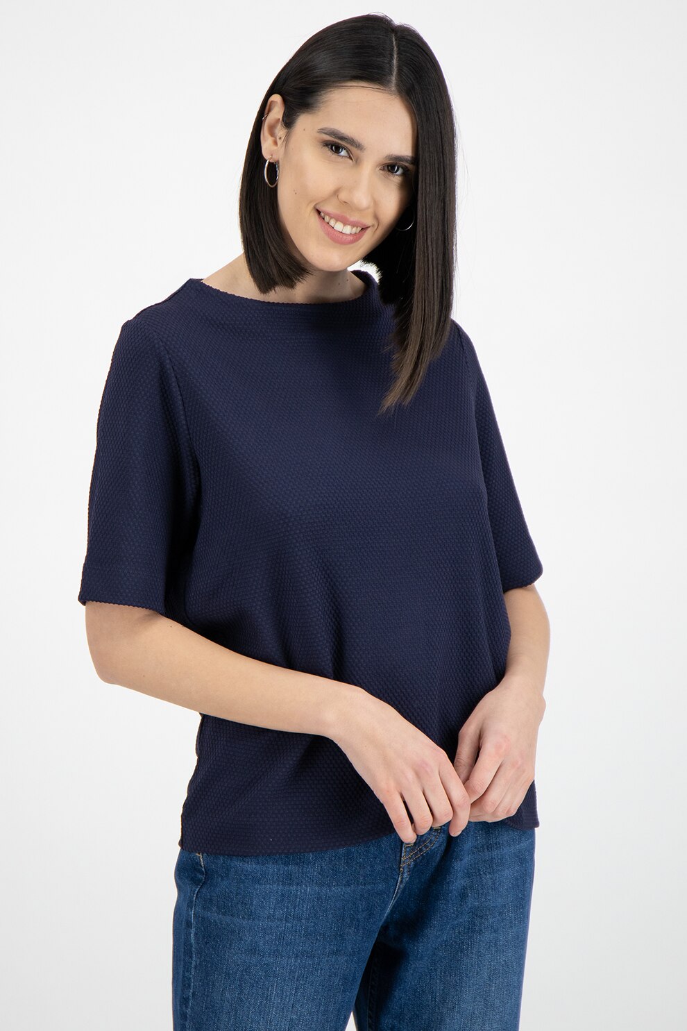 Esprit, Bluza lejera cu aspect texturat, Bleumarin