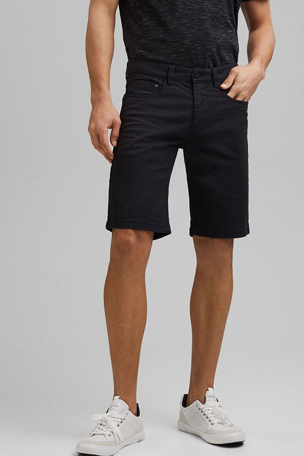 EDC by Esprit, Bermude slim fit de denim, Negru