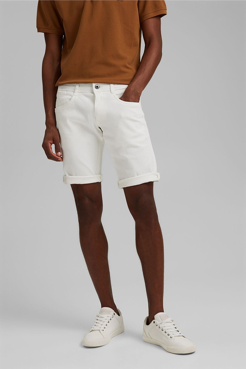 Esprit, Bermude slim fit de denim, Alb