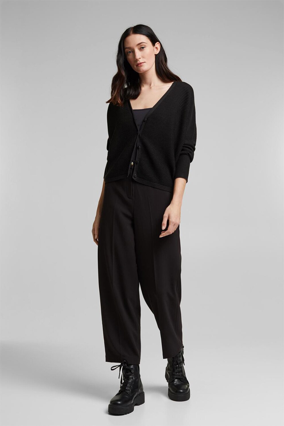 Esprit, Cardigan lejer din amestec de lyocell, Negru