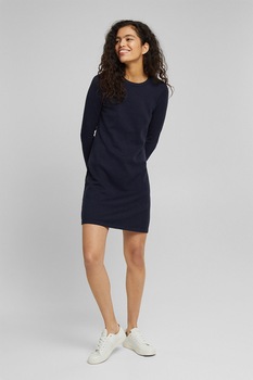 EDC by Esprit, Rochie mini dreapta de bumbac organic, Bleumarin EDC by Esprit, Rochie mini dreapta de bumbac organic, Bleumarin