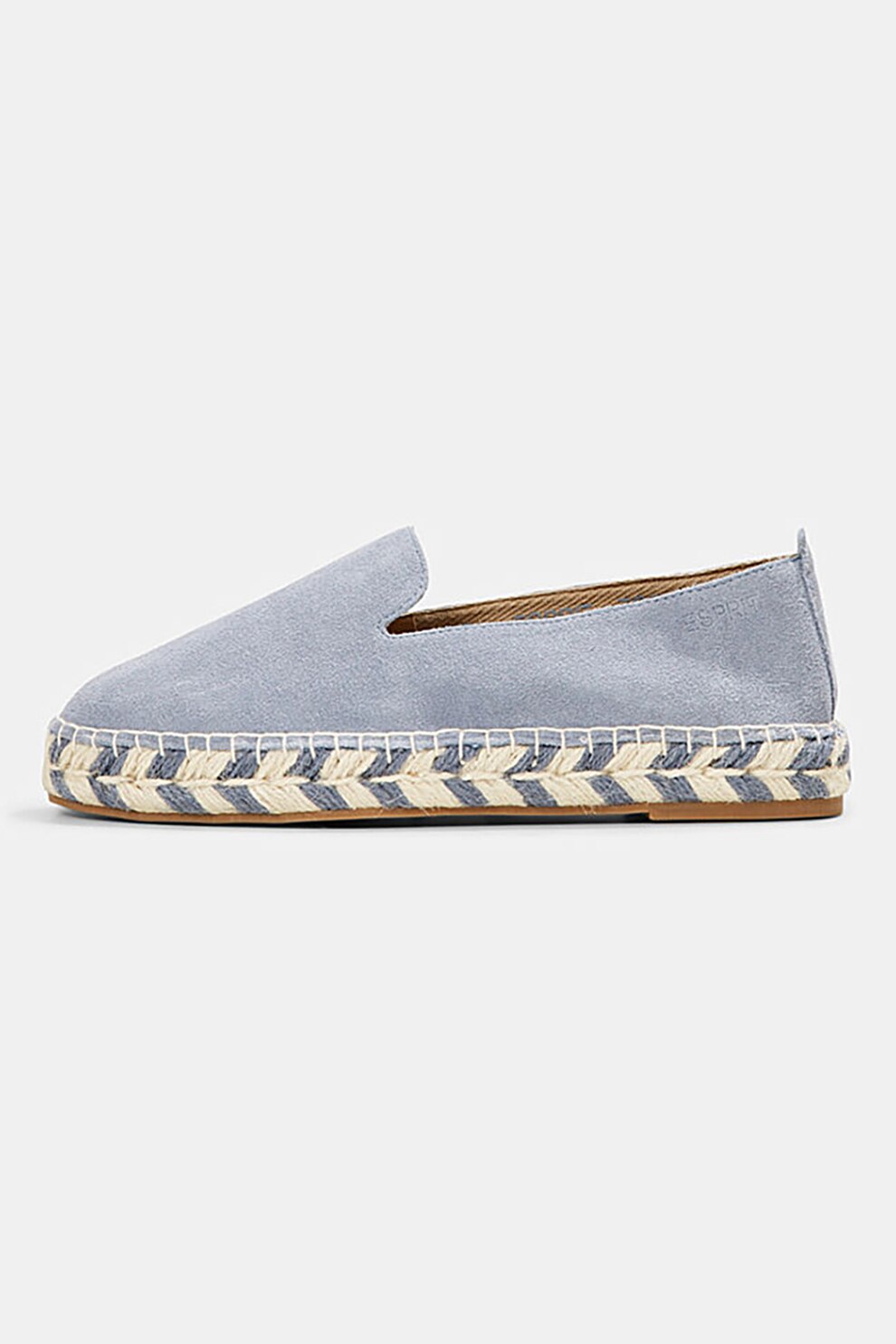 Esprit, Espadrile de piele intoarsa cu model zig-zag, Albastru pastel, 40