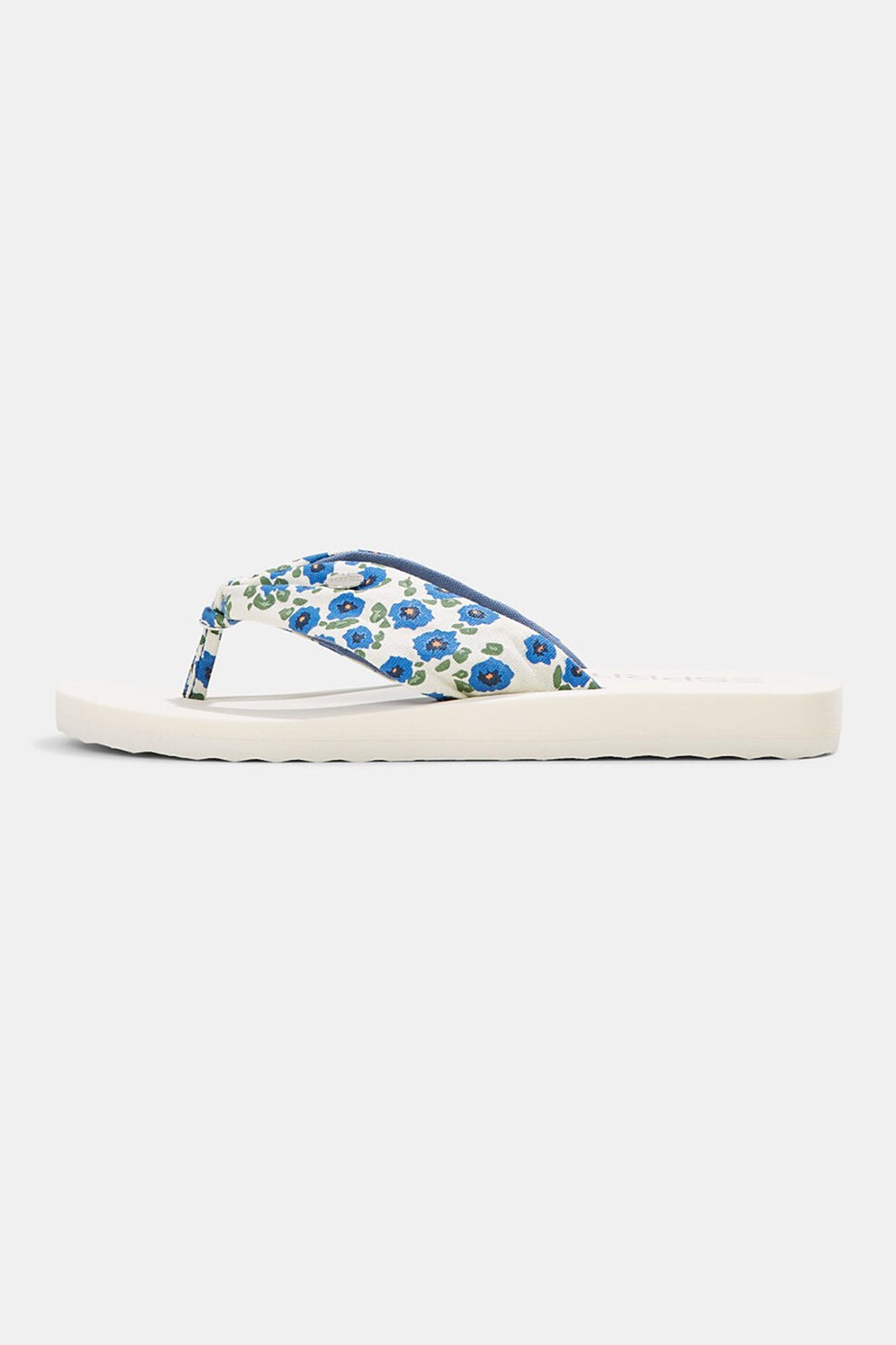 Esprit, Papuci flip-flop cu talpa wedge si imprimeu floral Hilda
