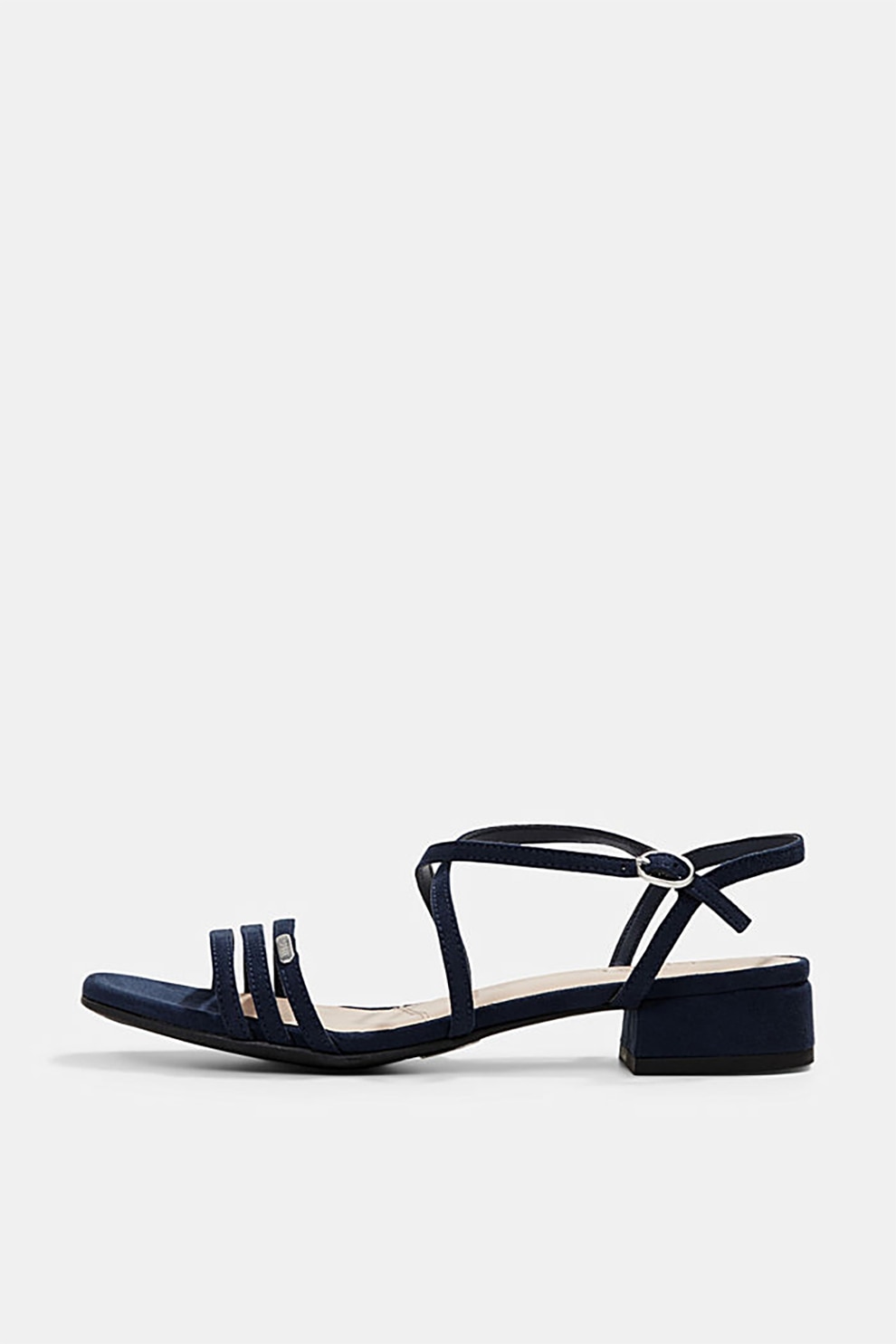 Esprit, Sandale de piele intoarsa sintetica cu toc masiv, Bleumarin, 39