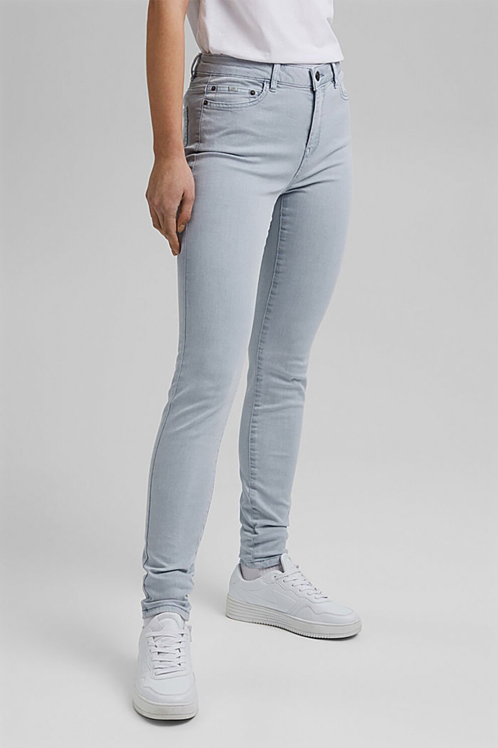 EDC by Esprit, Pantaloni skinny din amestec de bumbac organic, Albastru deschis