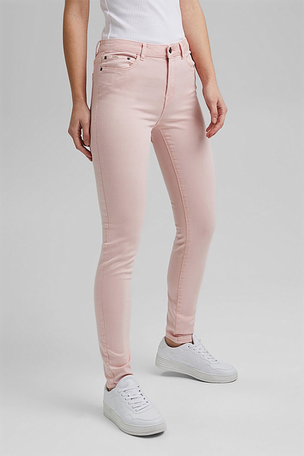 EDC by Esprit, Pantaloni skinny din amestec de bumbac organic, Roz