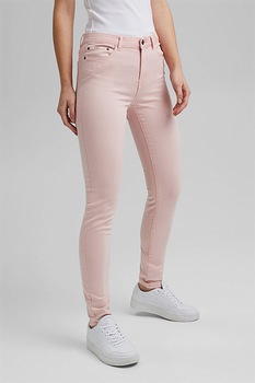 EDC by Esprit, Pantaloni skinny din amestec de bumbac organic, Roz EDC by Esprit, Pantaloni skinny din amestec de bumbac organic, Roz