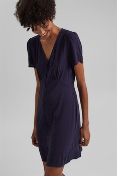 EDC by Esprit, Rochie cu decolteu in V si nasturi, Bleumarin EDC by Esprit, Rochie cu decolteu in V si nasturi, Bleumarin