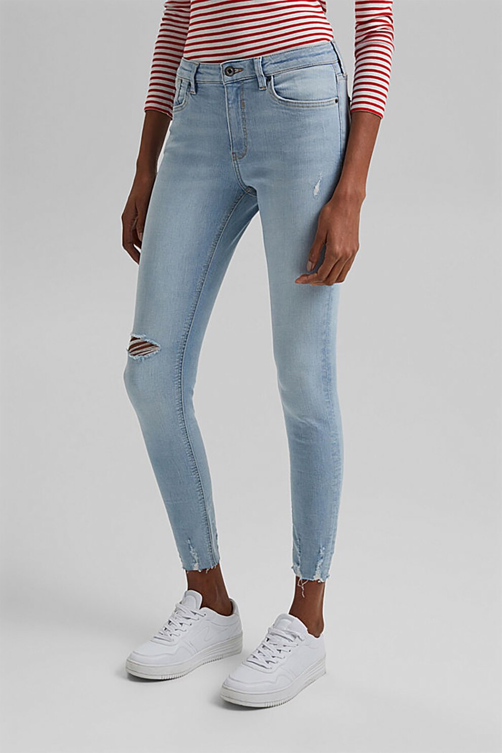 EDC by Esprit, Blugi skinny din amestec de bumbac organic, Albastru deschis