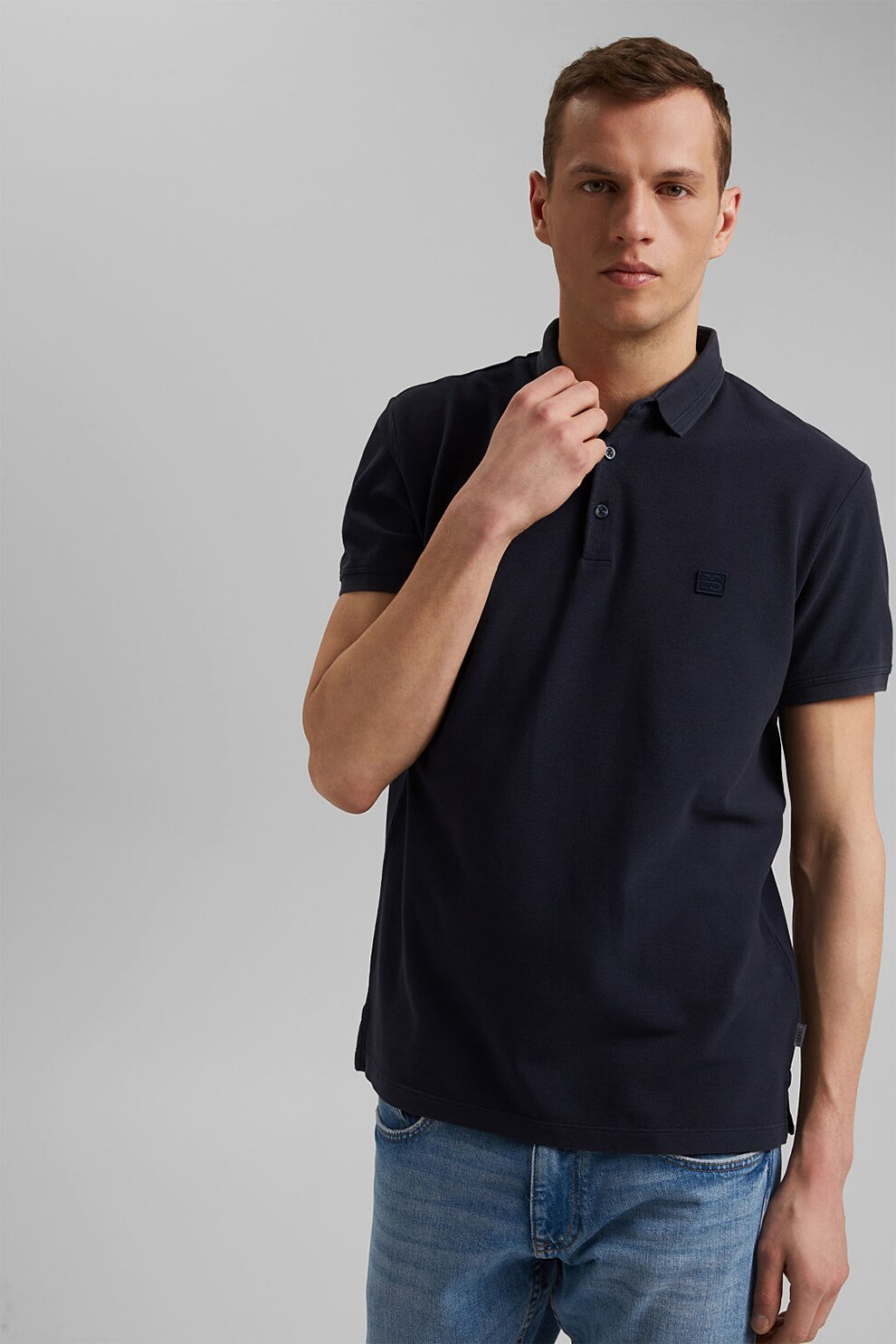 Esprit, Tricou polo de bumbac organic, Negru