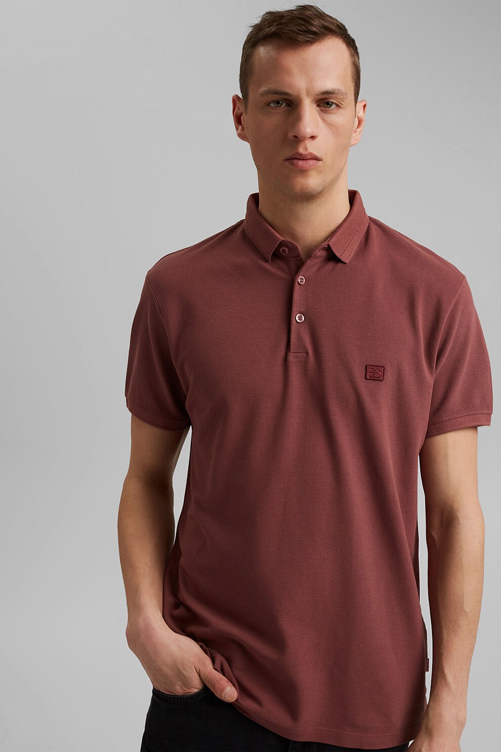 Esprit, Tricou polo de bumbac organic, Rosu stins