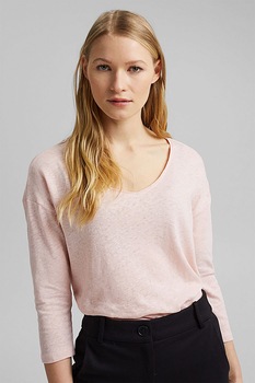 Esprit, Bluza din amestec de in cu maneci 3/4, Roz Esprit, Bluza din amestec de in cu maneci 3/4, Roz