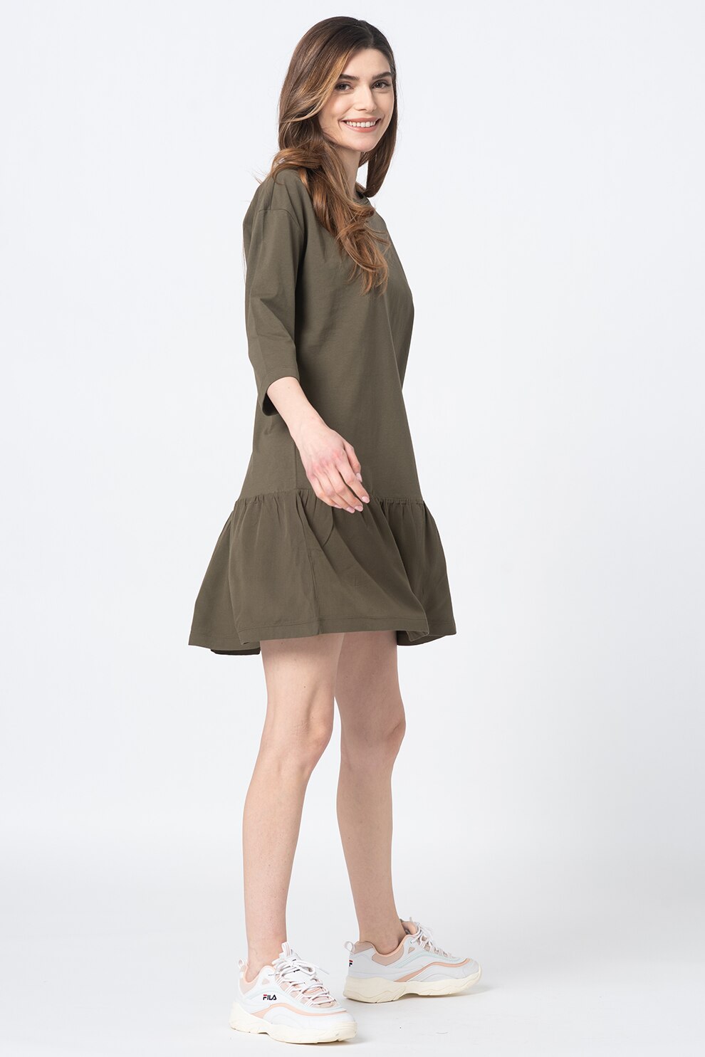 EDC by Esprit, Rochie lejera din amestec de bumbac organic, Verde militar, XS