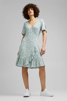 Esprit, Rochie petrecuta cu imprimeu floral, Verde pal/Alb Esprit, Rochie petrecuta cu imprimeu floral, Verde pal/Alb