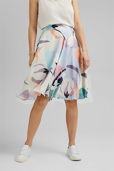 Esprit, Fusta evazata cu imprimeu abstract, maro nisip, lila, oranj Esprit, Fusta evazata cu imprimeu abstract, maro nisip, lila, oranj