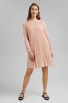 Esprit, Rochie mini evazata cu pliuri, Piersica Esprit, Rochie mini evazata cu pliuri, Piersica