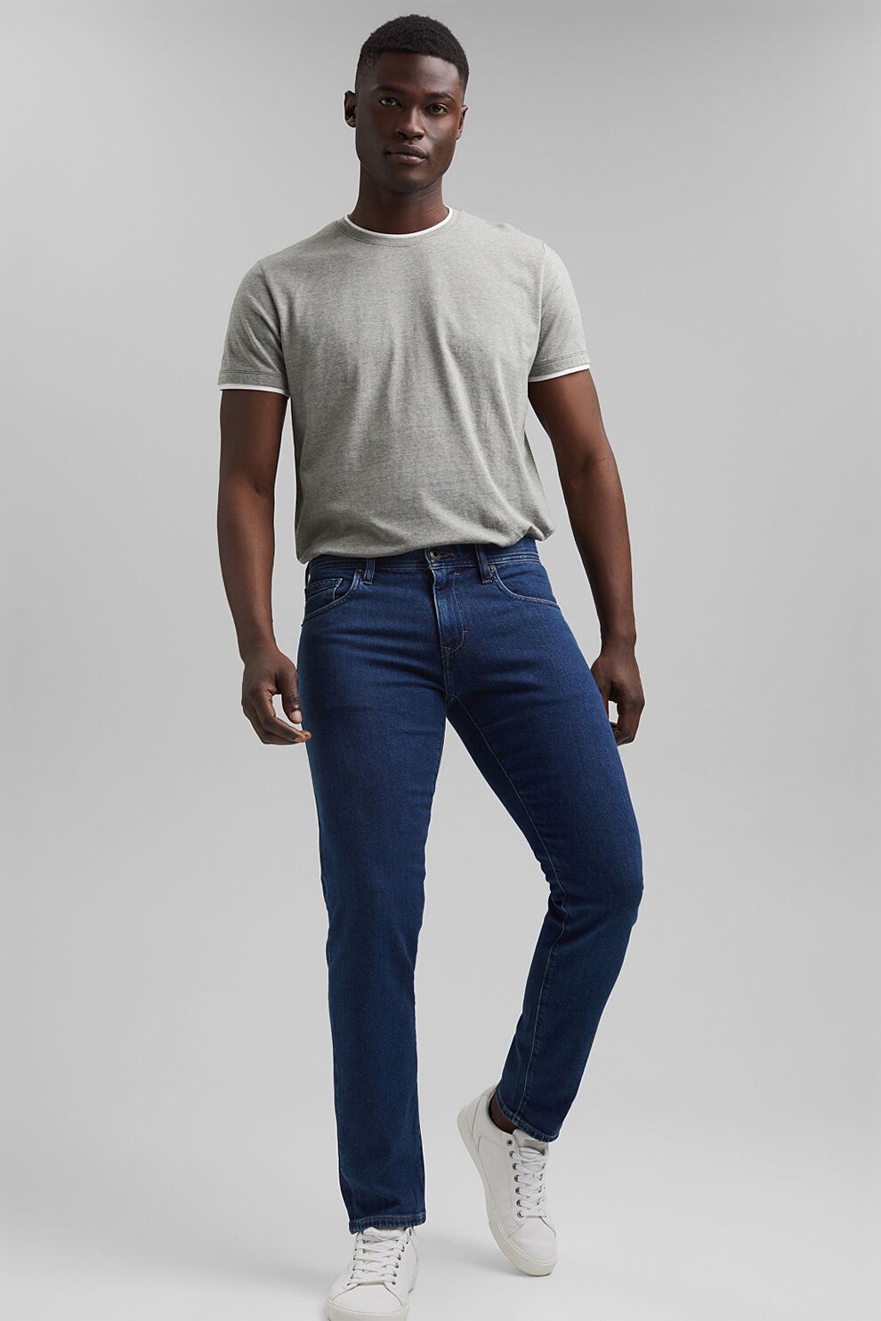 Esprit, Blugi slim fit din amestec de lyocell, Bleumarin