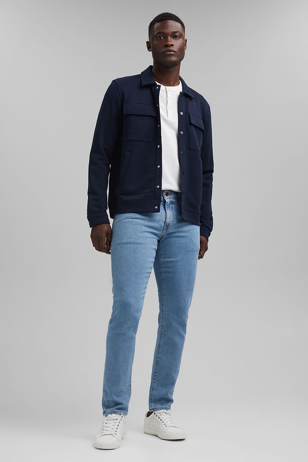 Esprit, Blugi slim fit din amestec de lyocell, Albastru deschis