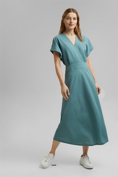 Esprit, Rochie midi cu decolteu in V, Albastru petrol Esprit, Rochie midi cu decolteu in V, Albastru petrol