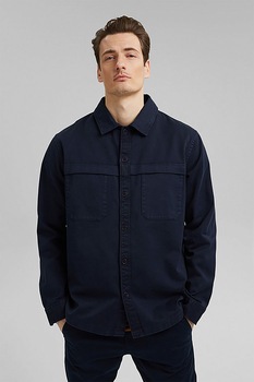 Esprit, Camasa de bumbac organic cu buzunare pe piept, Bleumarin, L Esprit, Camasa de bumbac organic cu buzunare pe piept, Bleumarin, L