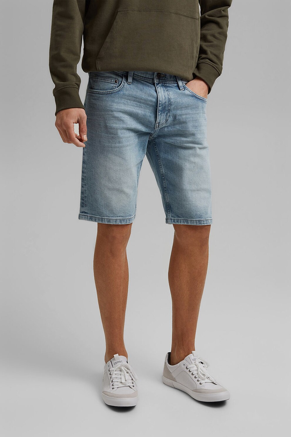 Esprit, Pantaloni scurti de denim drepti, Albastru deschis