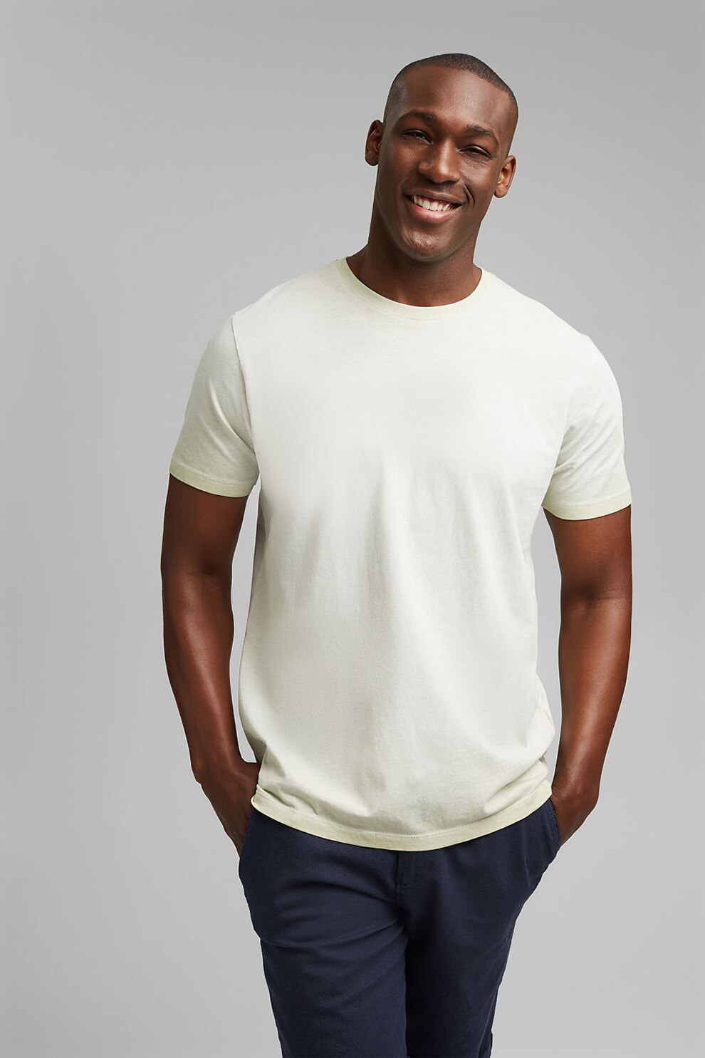 Esprit, Tricou regular fit din bumbac organic, Verde pal
