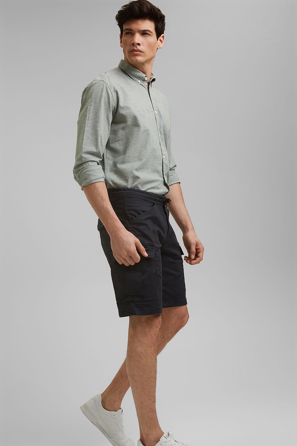 EDC by Esprit, Bermude cargo cu snur, Gri inchis